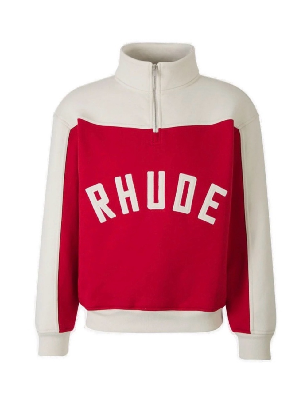 Rhude Red and Cream Half-Zip Pullover Sweatshirt
